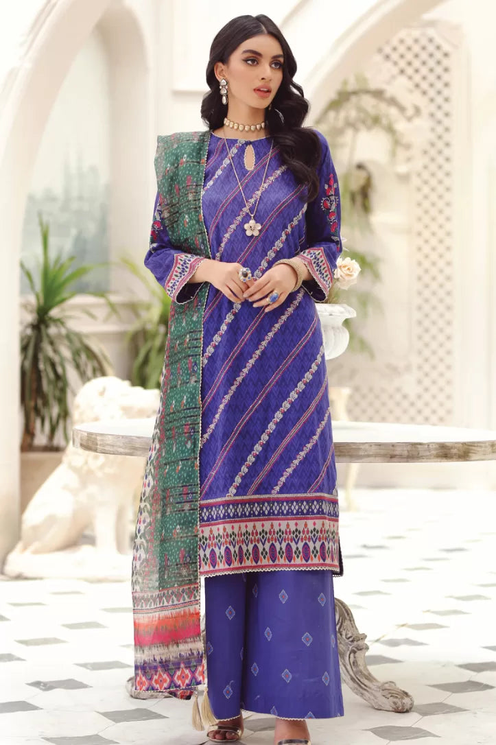 3 Piece Stitched Embroidered Lawn Suit By LSM Gold Lakhany - AN-00776