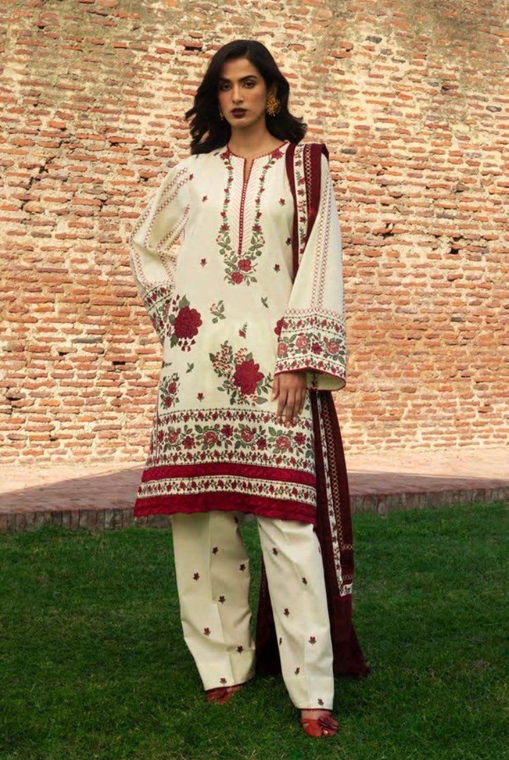 3 Piece Stitched Embroidered Khaddar Suit From Zara Shahjahan Winter Shawl Collection - FARIDEH