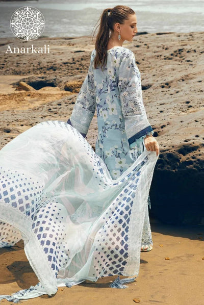 Nureh Gardenia Embroidered Chikankari Collection 3Piece Stitched Suit (Grey )