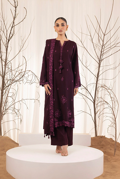 3 Piece Stitched Embroidered Cashmi Wool With Lakhany Winter Embriodered Shawl collection 01