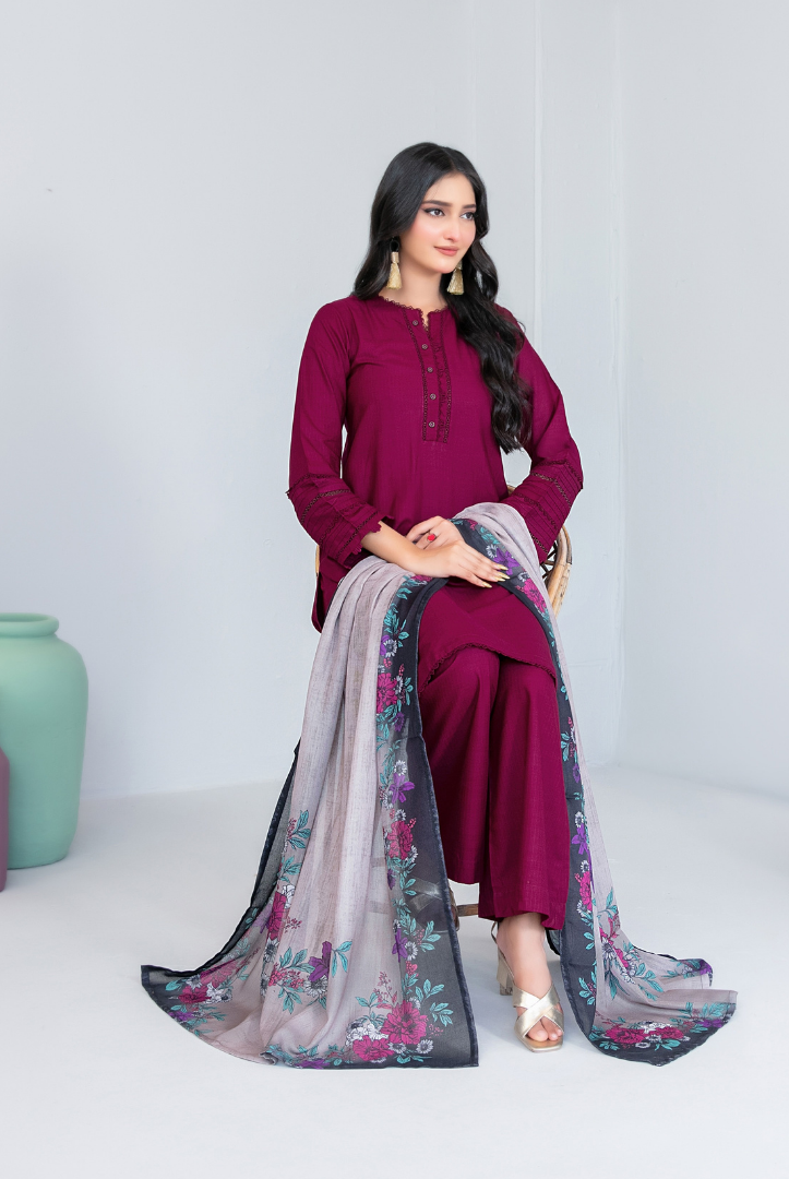 3 Piece Stitched FANCY SHAWL DIGITAL PRINT Asmera Collection'25 By Tawakkal D-5733