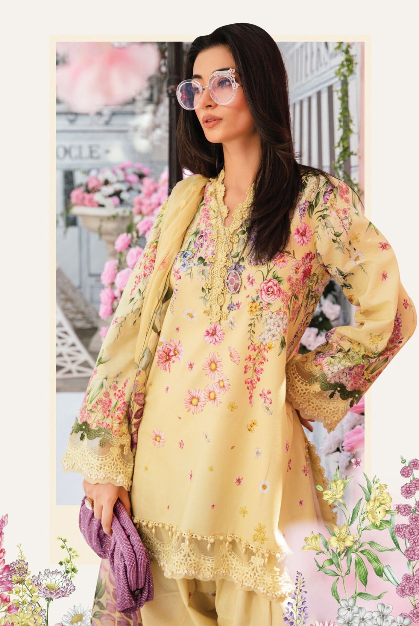 3 Piece Stitched Embroidered Lawn Suit From Maria.B By M.Prints Eid Edit Collection'25 - 01