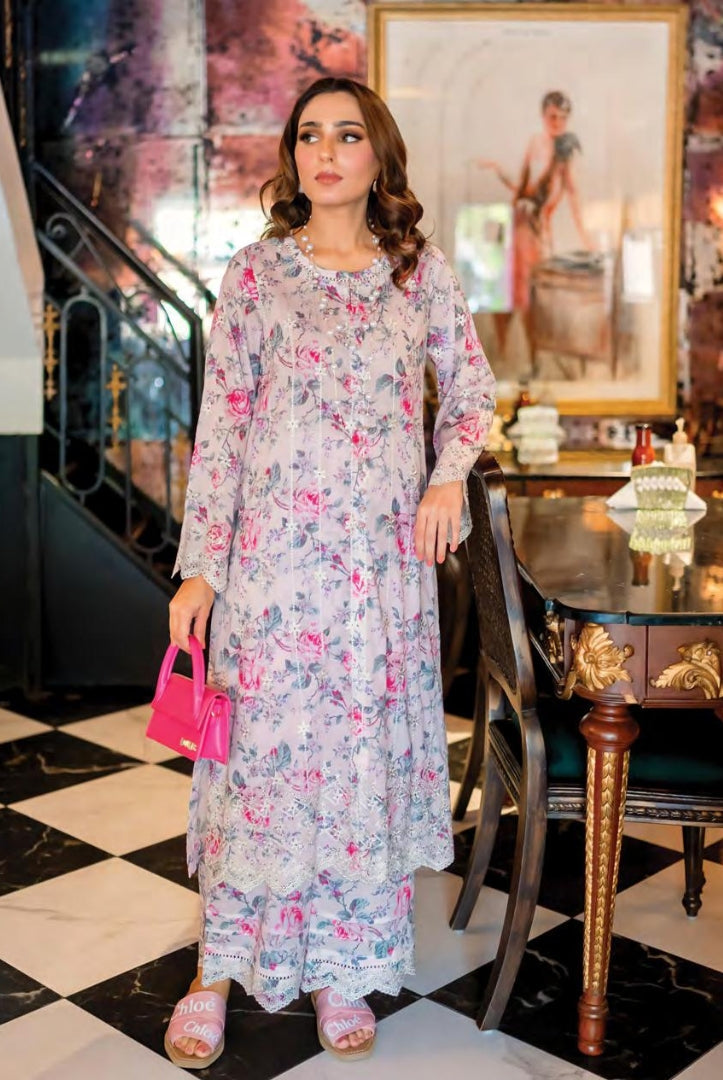 02 Piece Stitched Cambric Embroidered Suit By Lakhany Brunch - 01