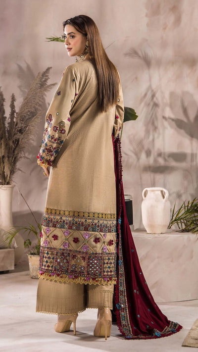 3 Piece Stitched Luxury Winter Embroidered Collection Vol.2 By Eshaisha - 01
