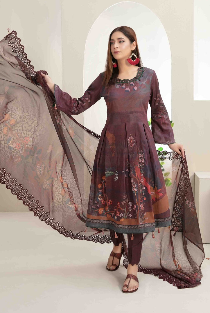 3Piece Stitched Suit By Tawakkal Raina - 01