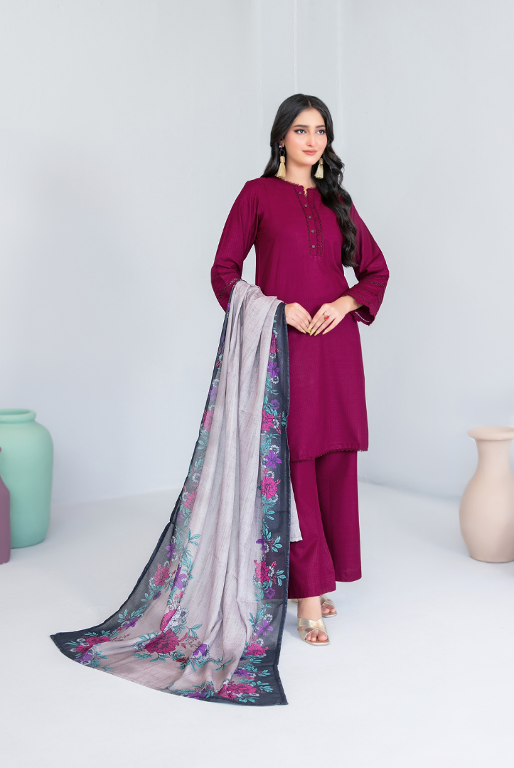 3 Piece Stitched FANCY SHAWL DIGITAL PRINT Asmera Collection'25 By Tawakkal D-5733