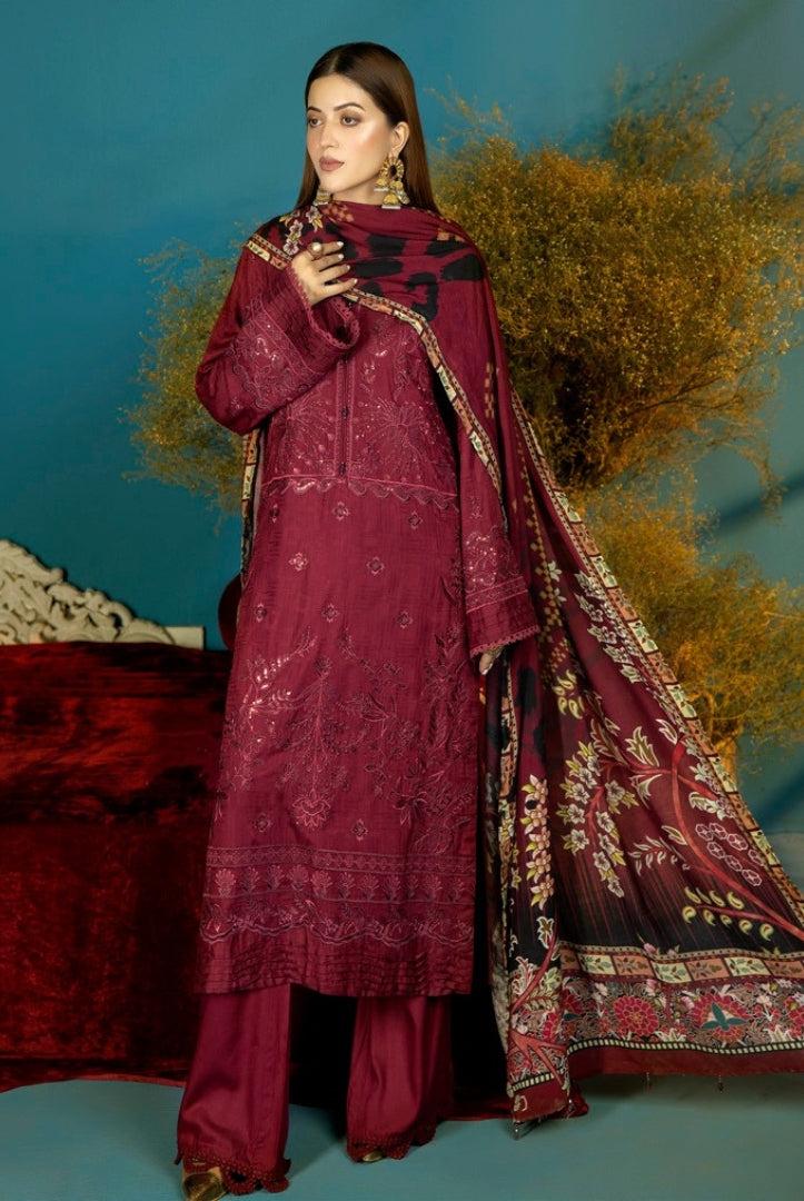 Tehzeeb By Riaz Arts Embroidered Chikankari Self Linen 3 Pc Suits Collection - 01