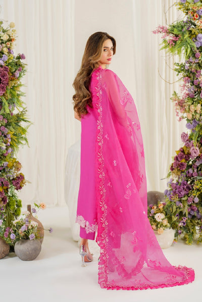 3 Piece Stitched Luxury Lawn Suit | Pretty In Pink Vol'2 By Asifa & Nabeel - Carnation