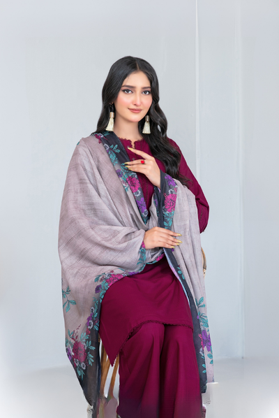 3 Piece Stitched FANCY SHAWL DIGITAL PRINT Asmera Collection'25 By Tawakkal D-5733