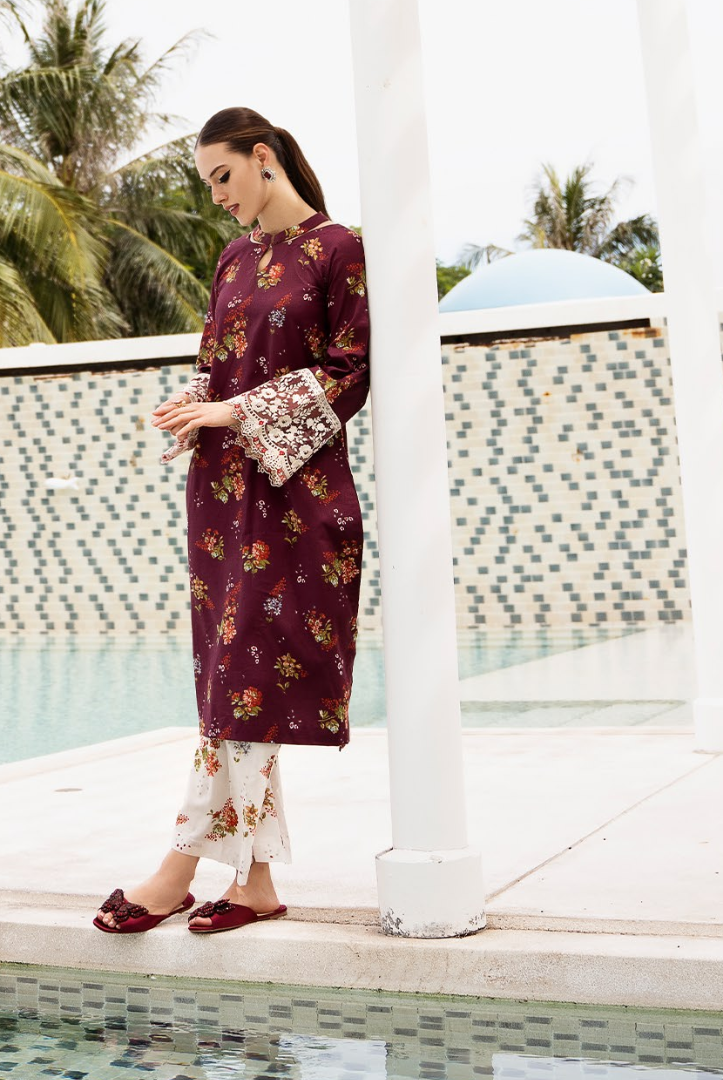 2 Piece Stitched Embroidered Cambric Lawn Suit From Minsk By Esra - 01