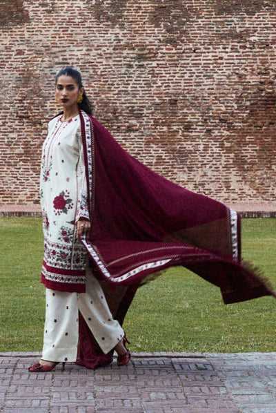 3 Piece Stitched Embroidered Khaddar Suit From Zara Shahjahan Winter Shawl Collection - FARIDEH