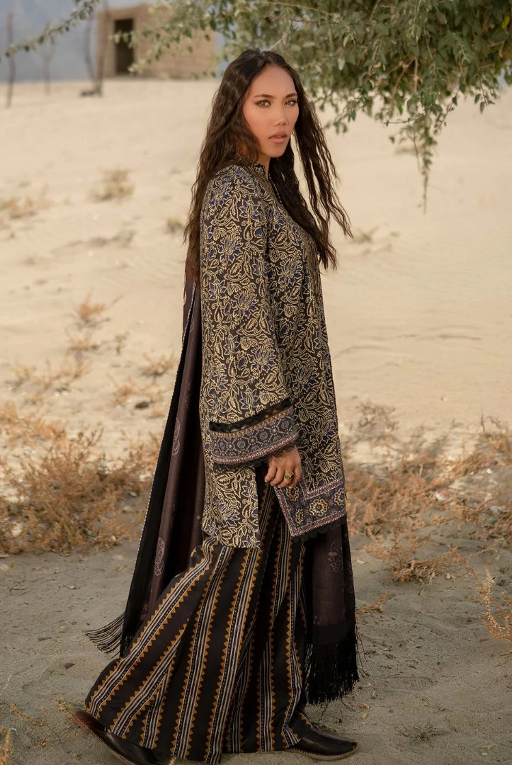 3 Piece Stitched Printed Marina Twill Suit From M.Basics By Maria.B Collection - 01