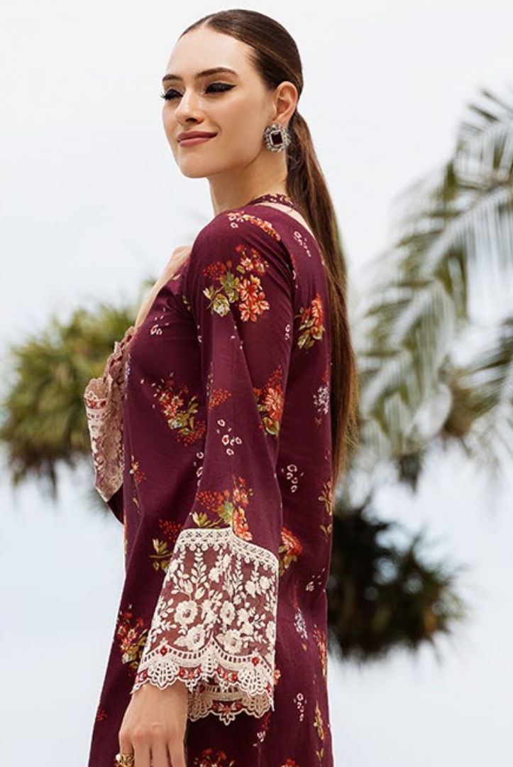 2 Piece Stitched Embroidered Cambric Lawn Suit From Minsk By Esra - 01