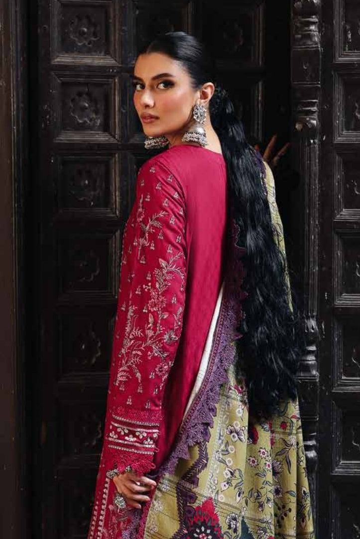 3 Piece Stitched Embroidered Jacquard Suits Collection By Nureh Maya Linen - 01