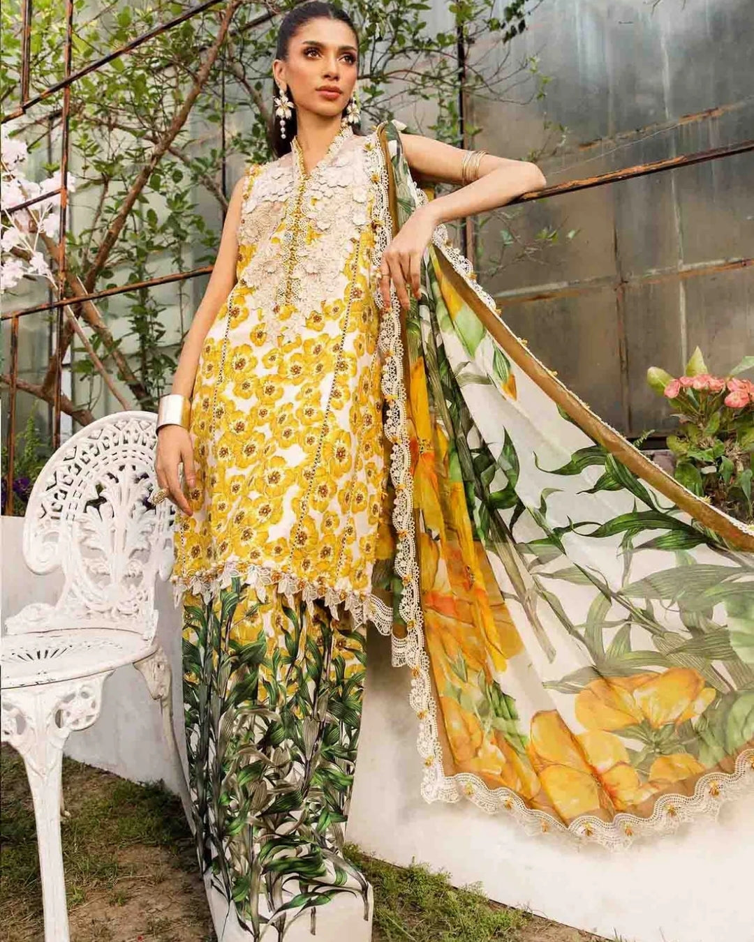 3 Piece Stitched Embroidered Lawn Suit From Maria.B By M.Prints Eid Edit Collection'25 - 09