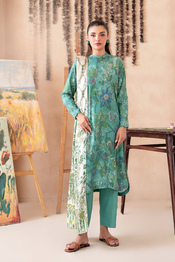3 Piece Stitched Digital Printed Winter Linen From MALHAR EDIT'25 |  VOL 01 - 10