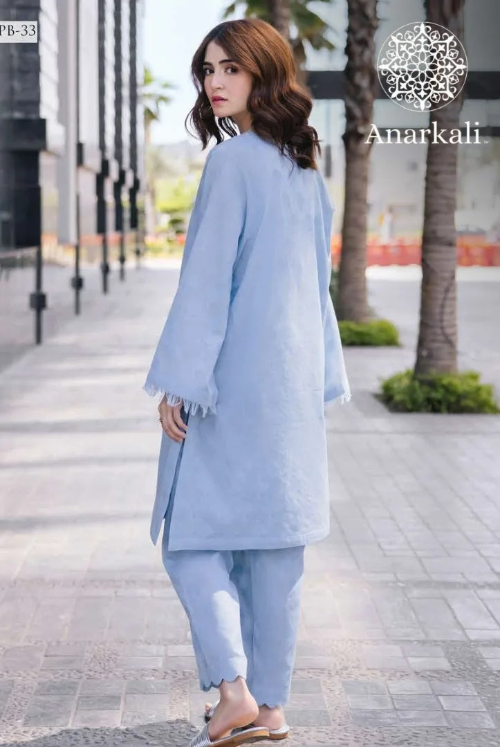Essential Pret Collection 2Piece Stitched Suit(Blue)