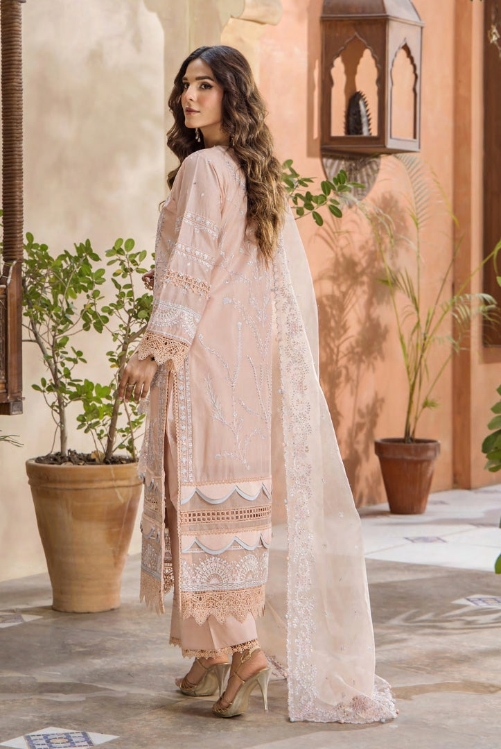 3 Piece Stitched Luxury Lawn Embroidered Suits Collection By Eshaisha - PEARL VEIL