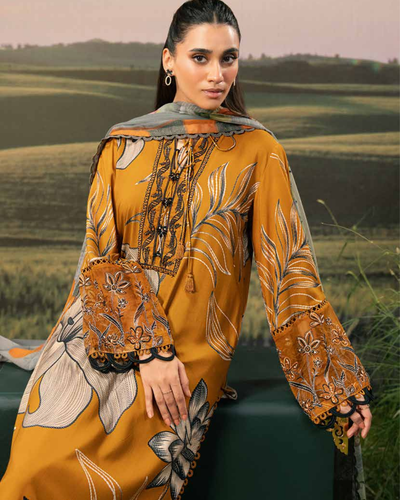 3 Piece Stitched Embroidered Linen Casual - Pre/Fall 25 Winter M.Basics by MARIA.B  - MBPF#10