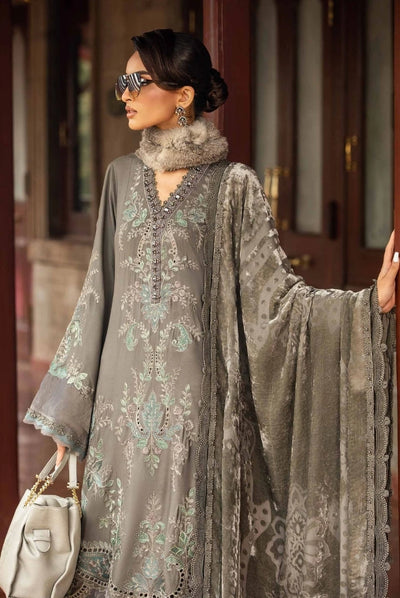 3 Piece Stitched Embroidered Velvet Suit From Maria.B Winter Luxe'24 Collection - 10