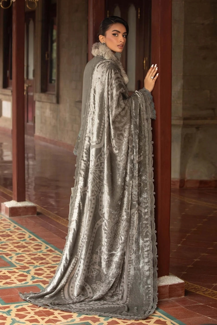 3 Piece Stitched Embroidered Velvet Suit From Maria.B Winter Luxe'24 Collection - 10