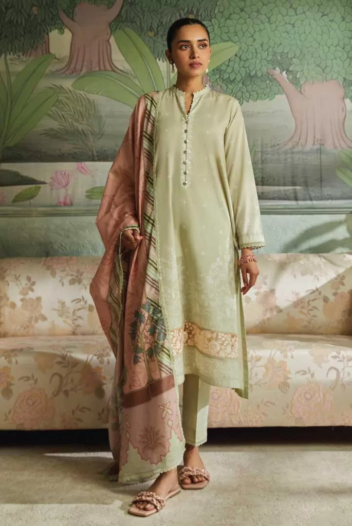3 Piece Sehar Cross Stitch Cambric Suit - 04