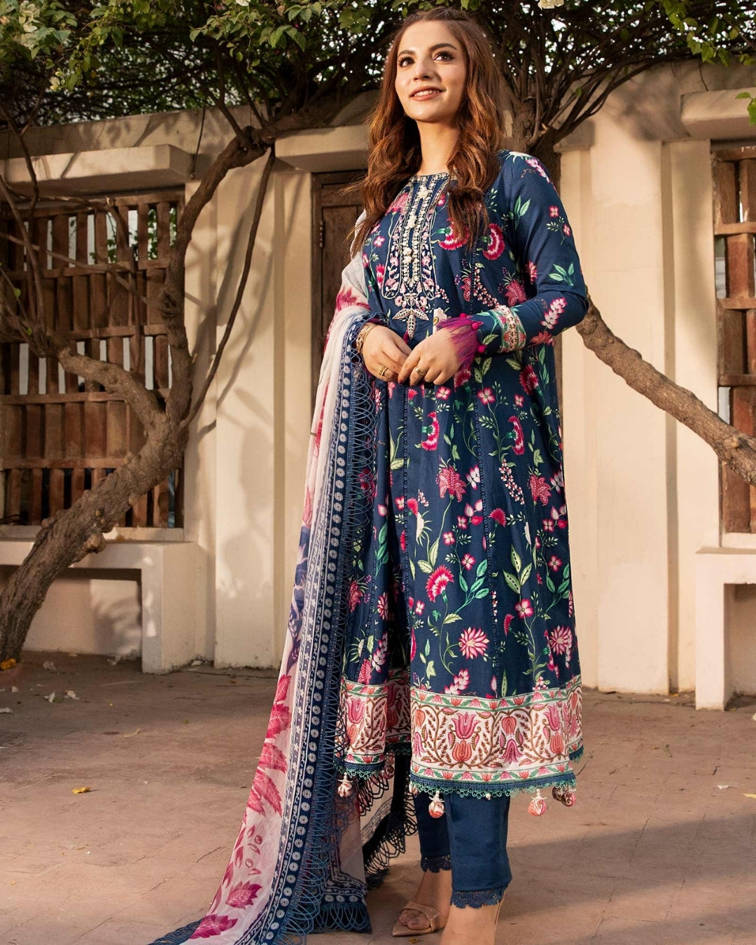 3 Piece Stitched Embroidered Lawn Suit From Maria.B By M.Basics Eid Collection'25-11