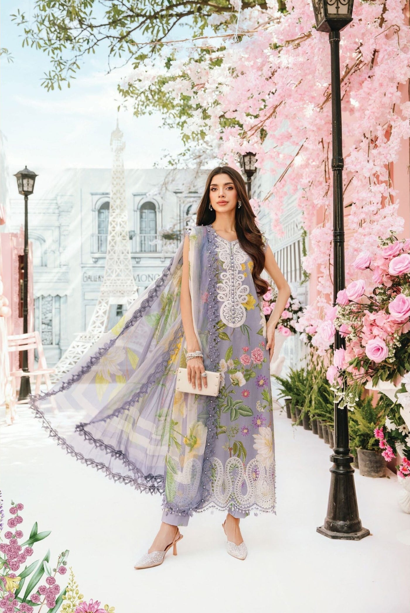 3 Piece Stitched Embroidered Lawn Suit From Maria.B By M.Prints Eid Edit Collection'25 - 11