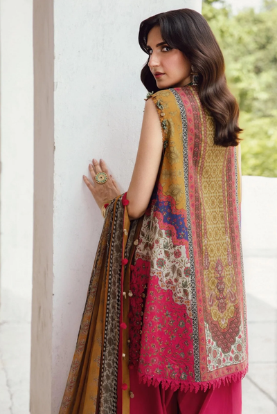 3 Piece Stitched Embroidered Linen Rani Mahal by Maria B M prints Fall Edit'25 Winter Collection MB25FE-10A