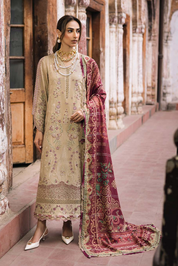 3 Piece Stitched Maya by Nureh Embroidered Self Linen Jacquard NU25MYA - NW-101