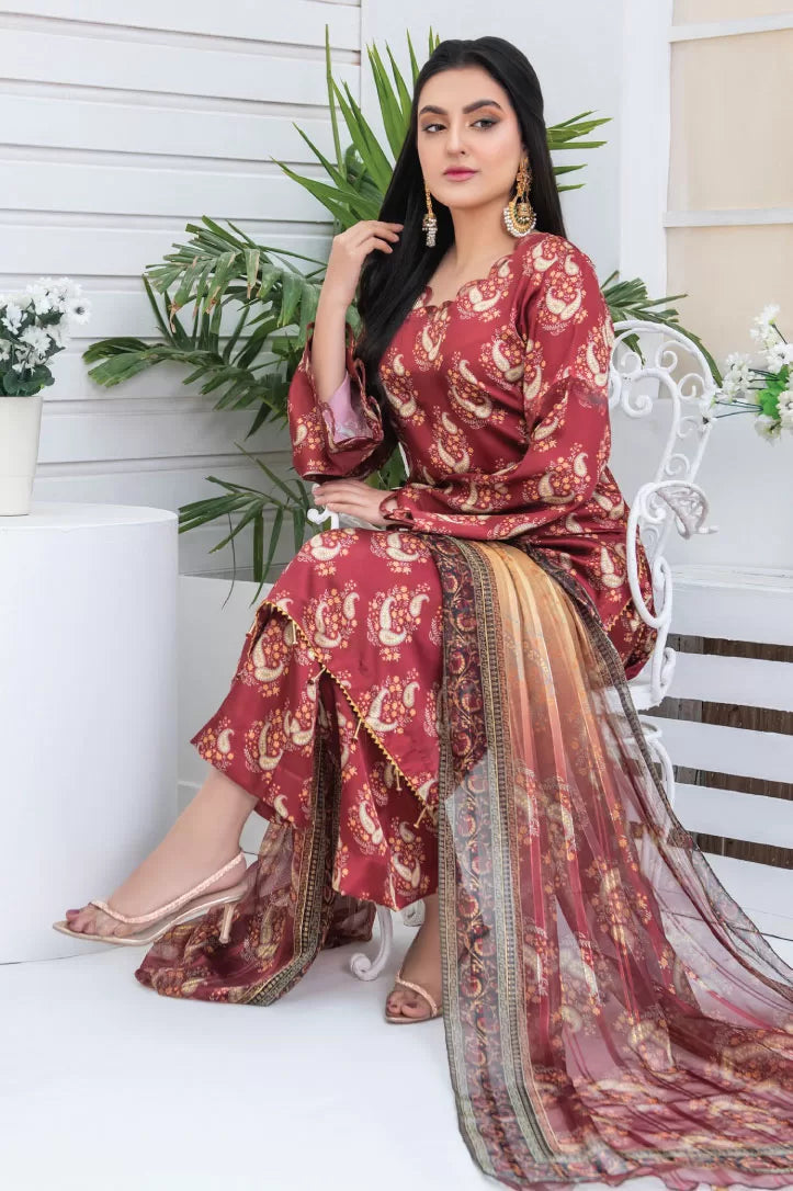 3 Piece Stitched Suit By Mizaaj Silkiya - 06