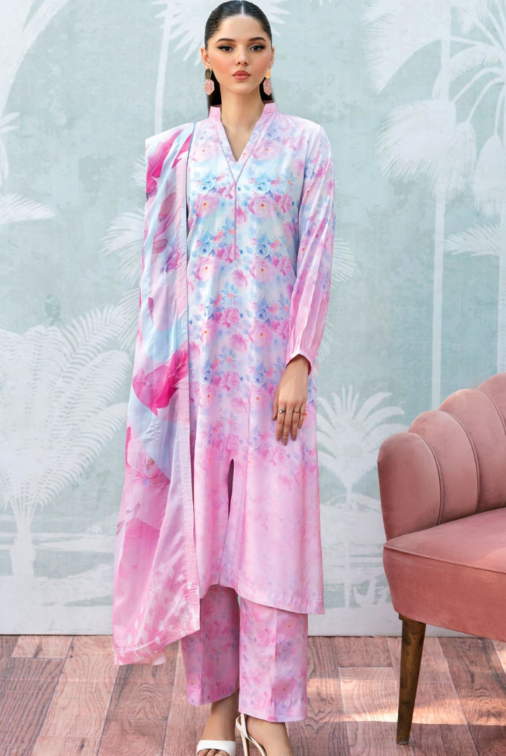 3 Piece Stitched Digital printed Lawn Basics Rawsilk From AFSANAH AR-112