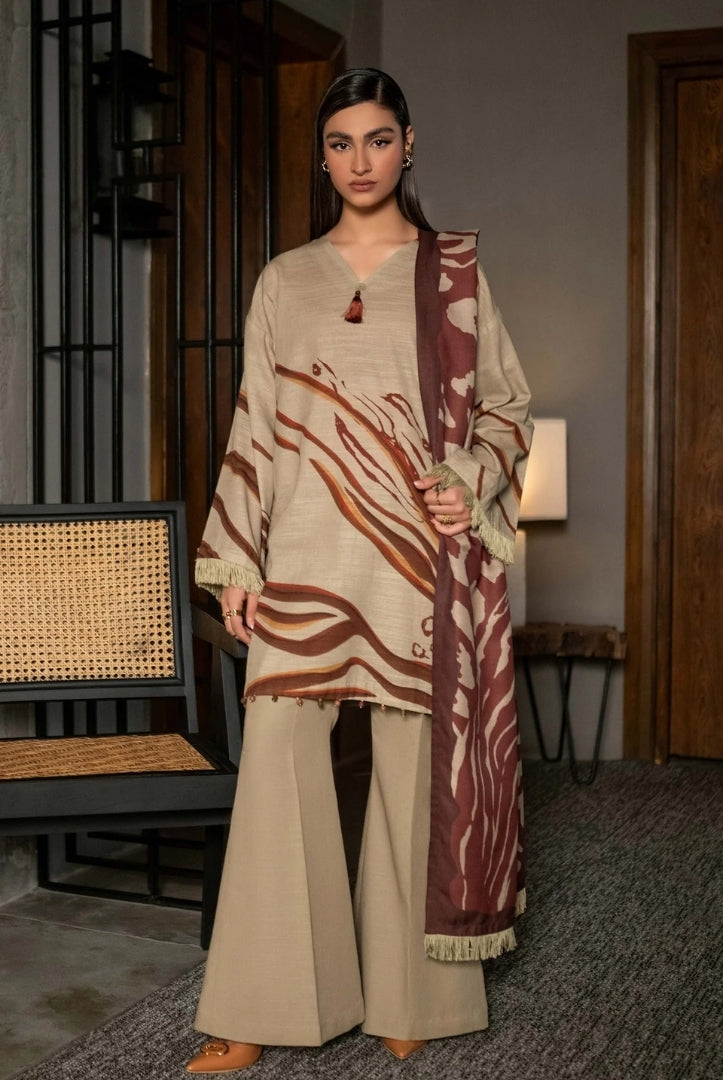 3 Piece Stitched Printed Khaddar Suit From M.Basics By Maria.B Collection - 12