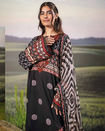 3 Piece Stitched Embroidered Linen Casual - Pre/Fall 25 Winter M.Basics by MARIA.B  - MBPF#12