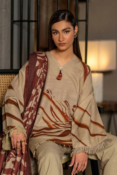 3 Piece Stitched Printed Khaddar Suit From M.Basics By Maria.B Collection - 12