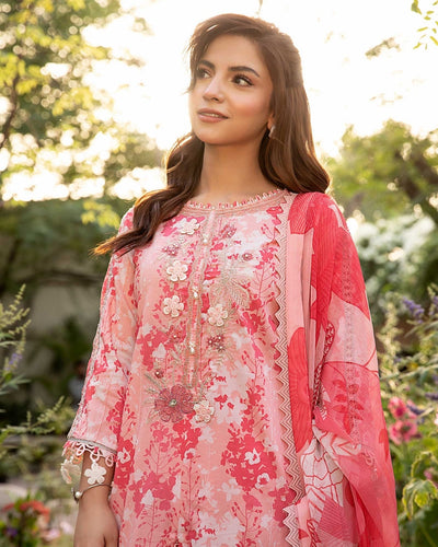 3 Piece Stitched Embroidered Lawn Suit From Maria.B By M.Basics Eid Collection'25-12