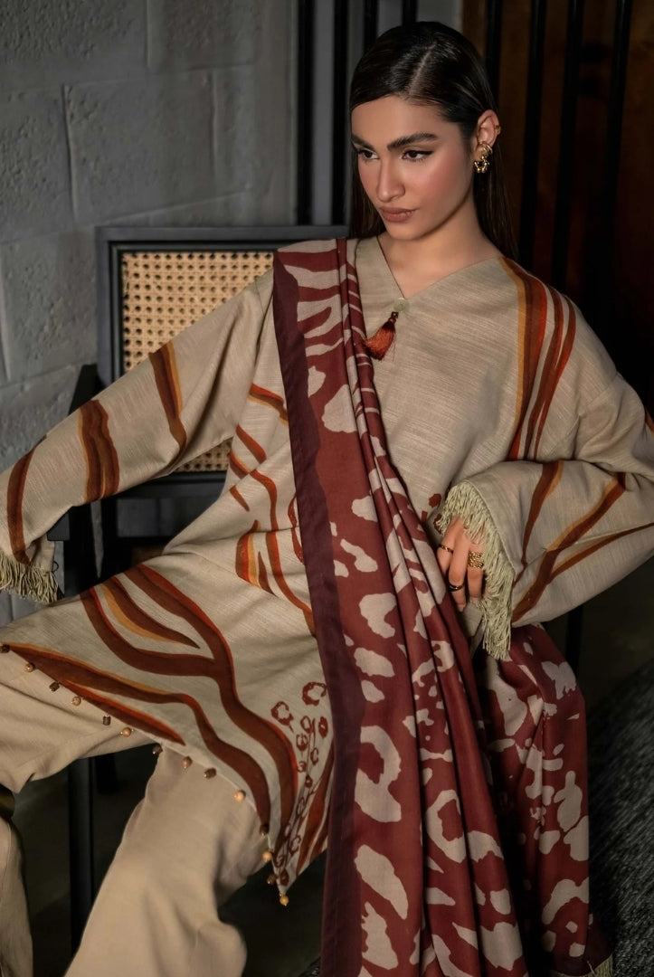 3 Piece Stitched Printed Khaddar Suit From M.Basics By Maria.B Collection - 12