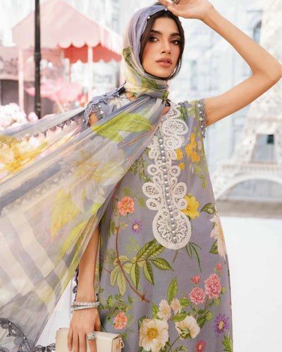 3 Piece Stitched Embroidered Lawn Suit From Maria.B By M.Prints Eid Edit Collection'25 - 11