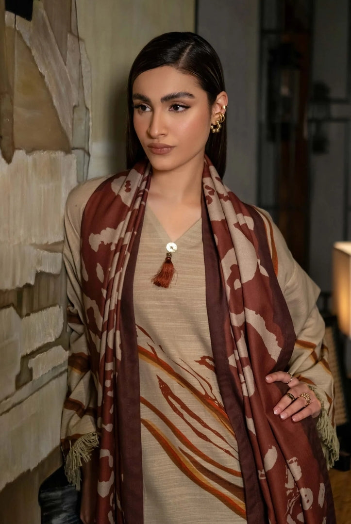 3 Piece Stitched Printed Khaddar Suit From M.Basics By Maria.B Collection - 12