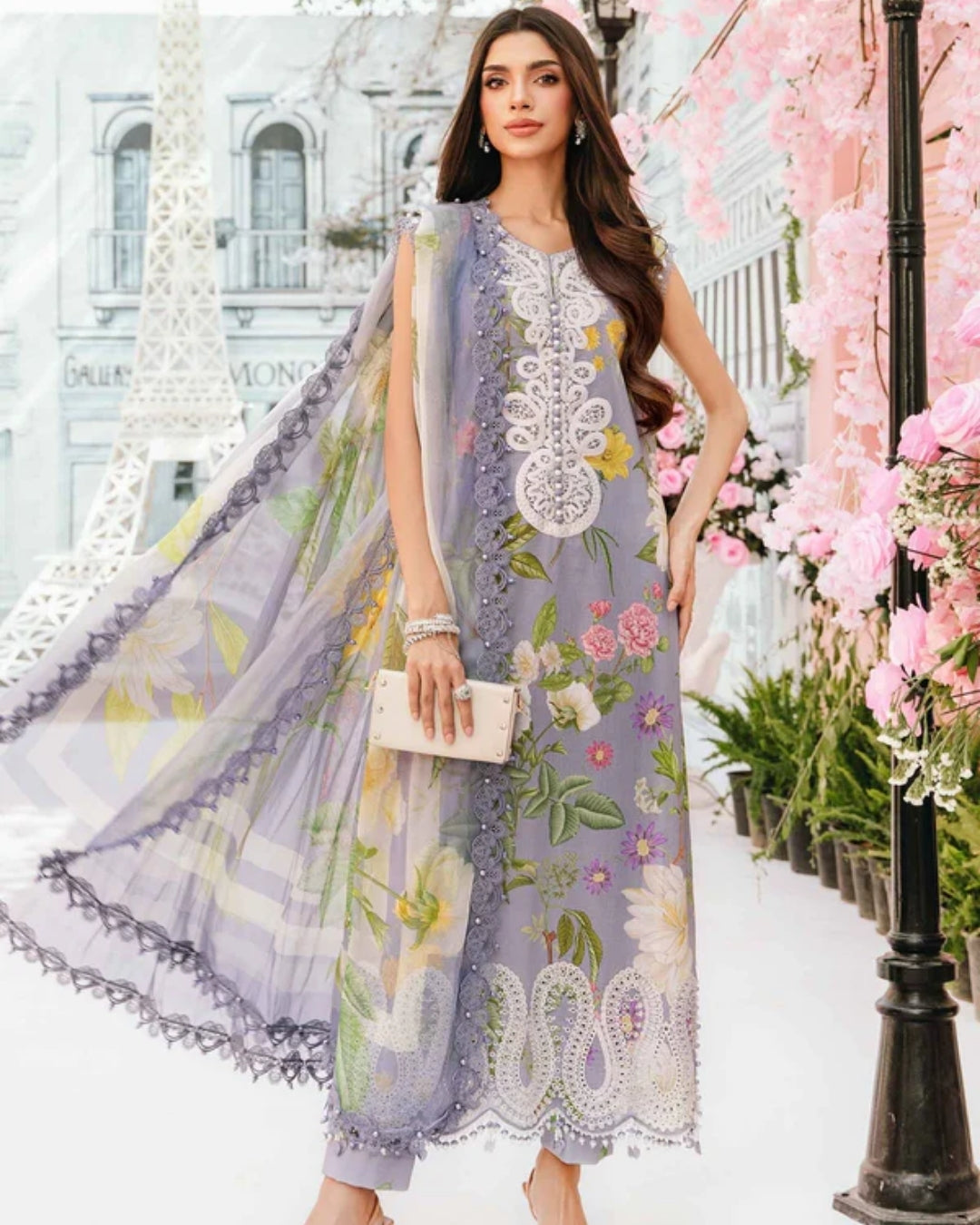 3 Piece Stitched Embroidered Lawn Suit From Maria.B By M.Prints Eid Edit Collection'25 - 11