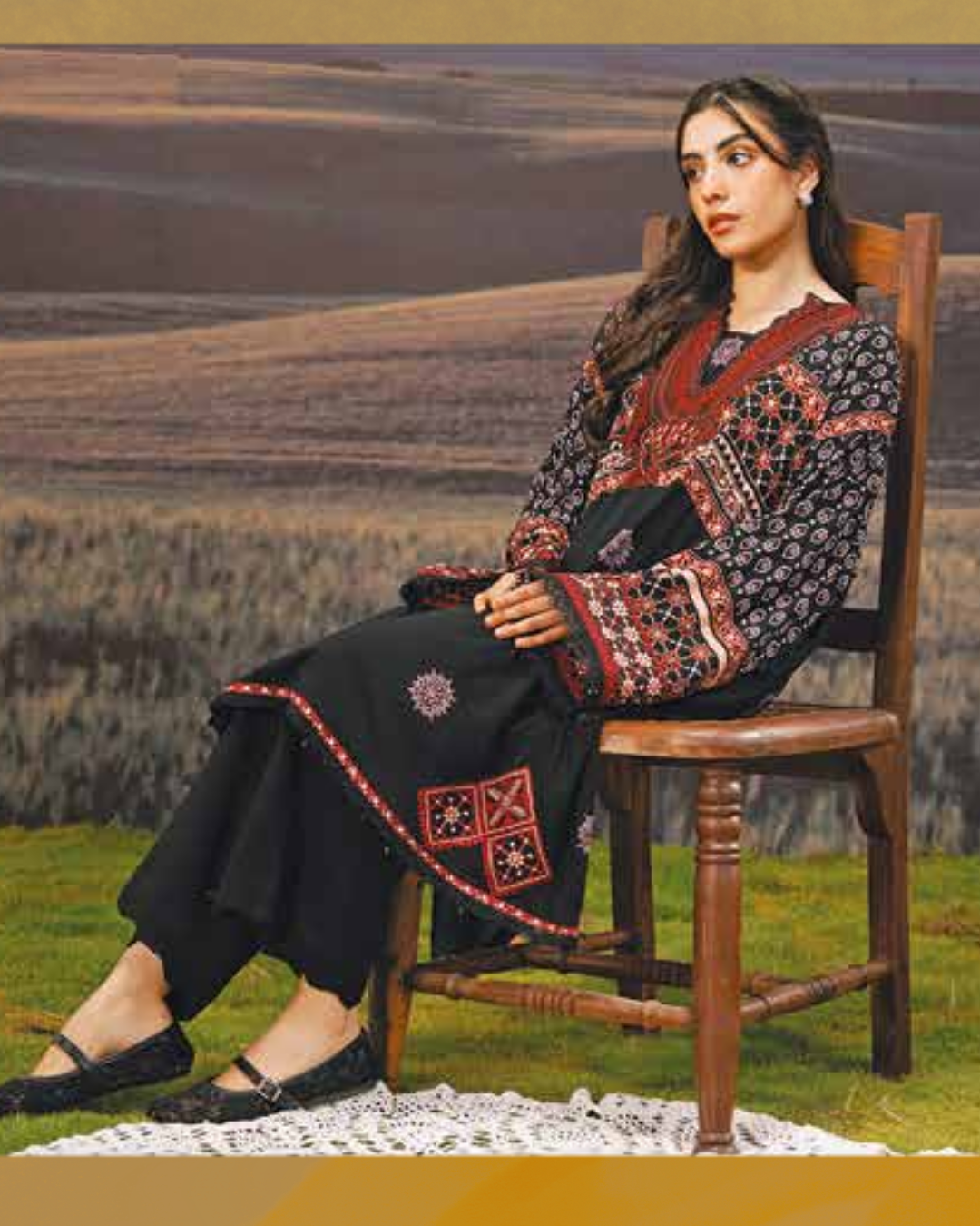 3 Piece Stitched Embroidered Linen Casual - Pre/Fall 25 Winter M.Basics by MARIA.B  - MBPF#12