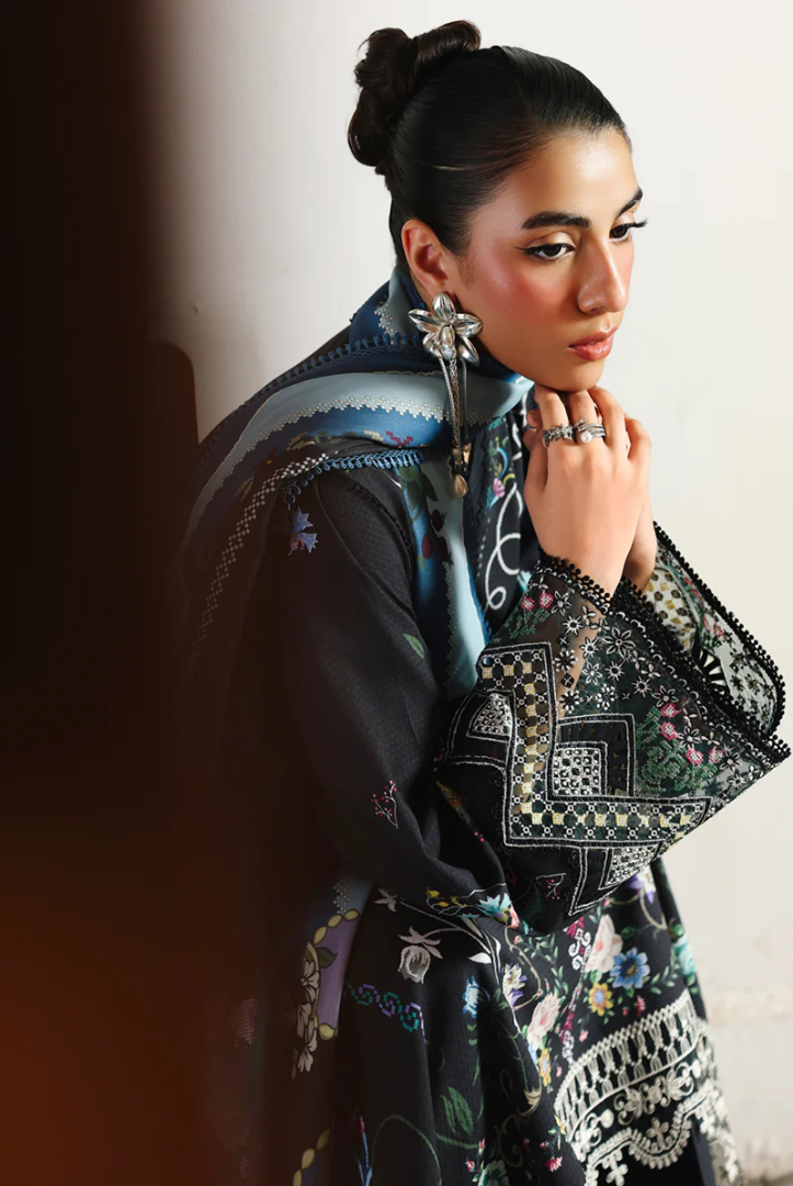 3 Piece Stitched Qalamkar Qprint'25 QW# 06 (B) SKYE