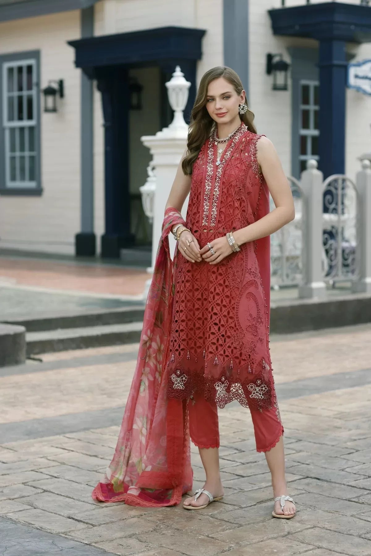 Noor By Sadia Asad Handwork Schiffli Laserkari '23 3 Piece Stitched Suit - Liana