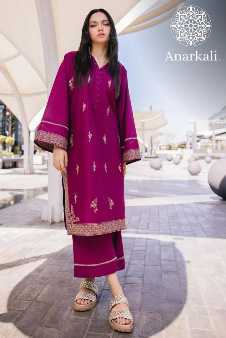 Essential Pret Collection 2Piece Stitched Suit(Purple)