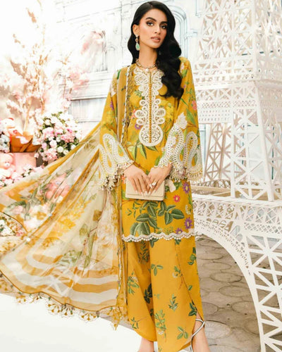 3 Piece Stitched Embroidered Lawn Suit From Maria.B By M.Prints Eid Edit Collection'25 - 12