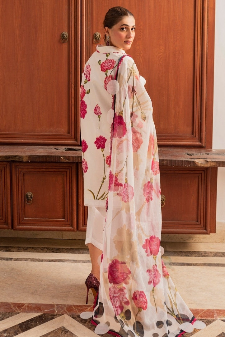 3 Piece Stitched Embroidered Lawn Suit | Meraki Vol'2 By Asifa & Nabeel - Guldasta