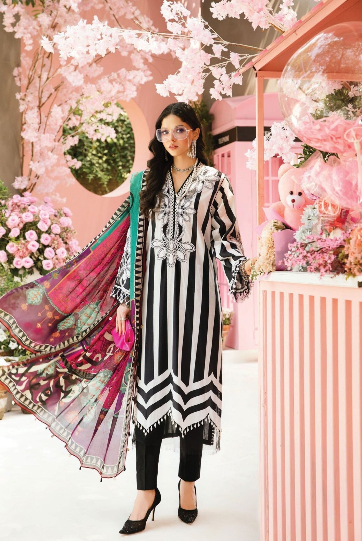 3 Piece Stitched Embroidered Lawn Suit From Maria.B By M.Prints Eid Edit Collection'25 - 13