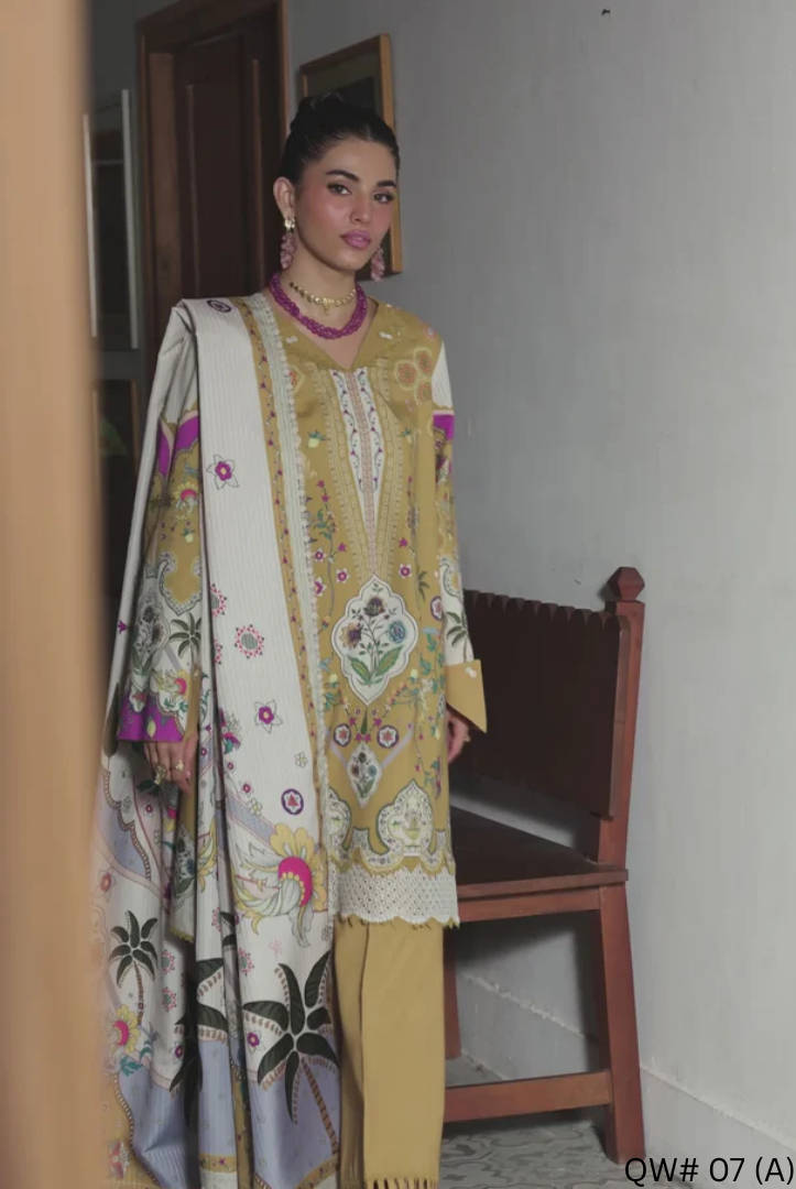 3 Piece Stitched Qalamkar Qprint'25 QW# 07 (A) CELINA