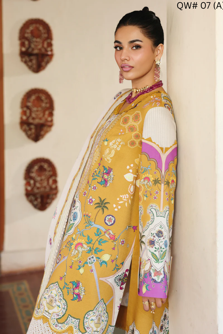 3 Piece Stitched Qalamkar Qprint'25 QW# 07 (A) CELINA