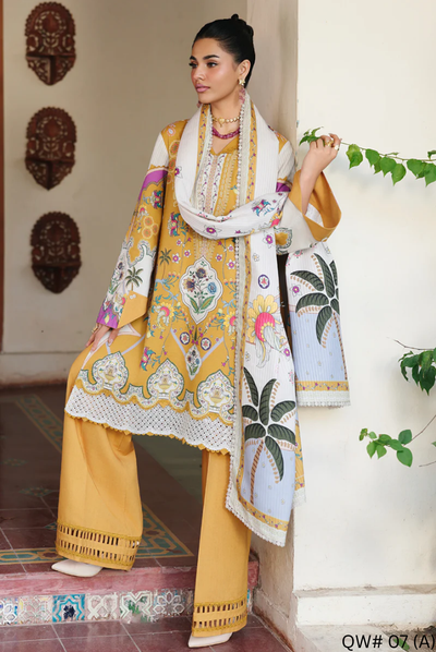 3 Piece Stitched Qalamkar Qprint'25 QW# 07 (A) CELINA